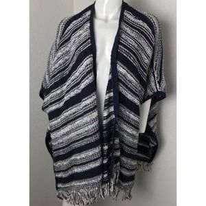 Tommy Hilfiger Southwestern Trim Poncho Aztec Navy